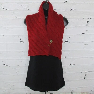 Duncan Street Designs Calentador de Cuello Diagonal Espiga Tejido a Mano con Pin Rojo NUEVO Foto 1 de 4