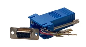 Conector adaptador modular engarce de 8 conductores hembra azul DB9 9 pines a RJ45 - Imagen 1 de 3