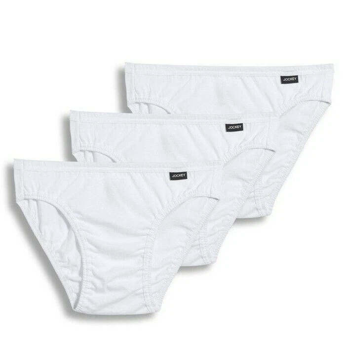 Jockey Mens Elance Bikini 3-pack Underwear 100 Cotton Briefs M
