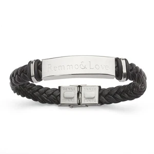 Edel Lederarmband + Gravur Frauen Männer Kinder Jungen Mädchen Armband Geschenk - Bild 1 von 2