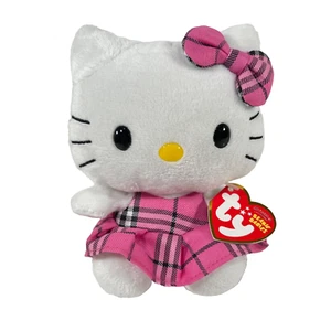 Ty Hello Kitty Beanie Babys PINK KARIERTES KLEID Plüsch 6 Zoll 2010 mit Etikett 2 - Bild 1 von 10