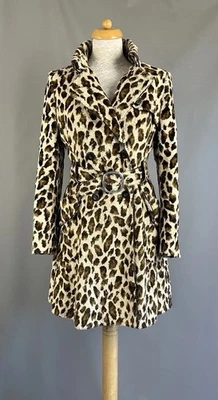 Karen Millen Vintage coat leopard Faux Fur Double Breasted Trench SIZE UK 12 - Image 1 of 4