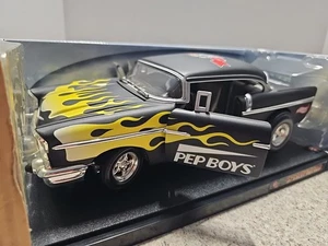 Vntg 2001 100% Hot Wheels Pep Boys 1957 Custom Chevy Hot Rod 1:18 Scale Die Cast - Picture 1 of 17