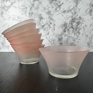 Pink Ombre Glass Bowls Set of 7 Dessert Bowls Pudding Bowls - Picture 1 of 5