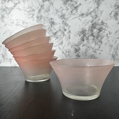 Pink Ombre Glass Bowls Set of 7 Dessert Bowls Pudding Bowls - Image 1 of 4