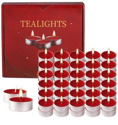 Упаковка из 100 чайных свечей оптом 4 часа горящие красные обетовые свечи - Изображение 1 из 4