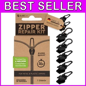 Zipper Slider Bundle - 7pcs Large Black Pull Replacements - Picture 1 of 11