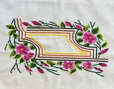 Vintage Mexican Embroidered Pillow Cases Covers Pair Floral Boho Frida Kahlo - Image 1 of 4