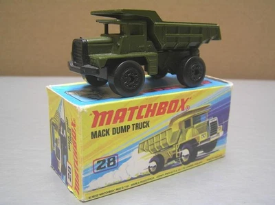 Matchbox Superfast MB28 Mack Dump Truck Military Colors Lesney England MIB - Image 1 of 4