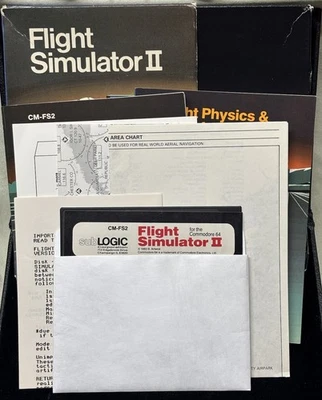 Vintage 1983 Sub Logic Flight Simulator II for Commodore 64 Manual Maps Books++ - Image 1 of 4