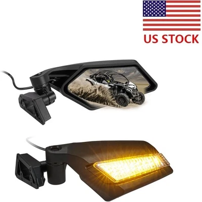 For 2017-2023 Can Am Maverick X3 Max Turbo R Rear Racing Side Mirrors LED Light - Image 1 of 4