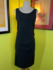 Isabel Maternity Solid Black Tank Dress Small Ruched Sides Stretchy Casual - Picture 1 of 6