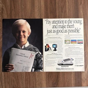 Vtech Socrates Print Ad Educational Video Game 80s Tech 1989 Retro Gaming Toy - Picture 1 of 4