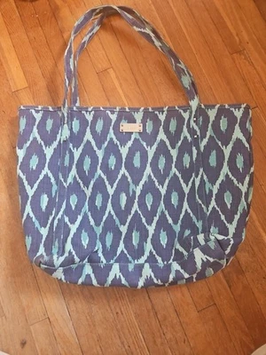Bolso de Mano Stella & Dot Azul Turquesa Ikat Cartera de Lona  Foto 1 de 4