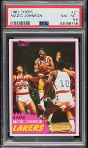Magic Johnson Solo Rookie Card RC 1981 Topps Basketball #21 PSA 8.5 NMMT+ POP 32 - Picture 1 of 2