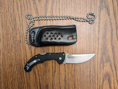 NUEVO ACERO FRÍO S35VN MEDIANO 4 PULGADAS TALWAR + FUNDA DE CUERO PARA CUELLO + CADENA DE BOLAS DE 6 MM Foto 1 de 4