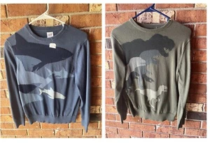 Lot (2) Gap Kids Boys XL Animal Knit Sweater XL Adorable Shark & Rex SO CUTE - Picture 1 of 3