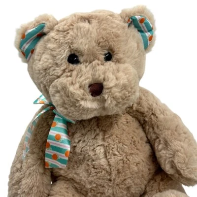 Peluche suave de oso de peluche a rayas melocotón frutal arco bosque peluche Foto 1 de 4