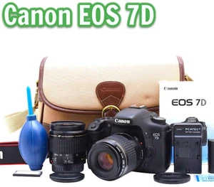 Cámara Canon EOS 7D negra DSLR con kit de doble lente de 28-80 mm y 80-200 mm - Imagen 1 de 13