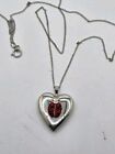 Brilliance Fine Jewelry Red and Black Crystal Ladybug 20mm Locket Heart Pendant