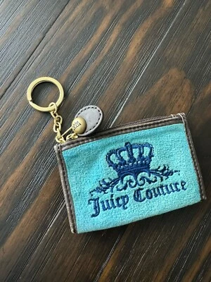 Juicy Couture Terciopelo Y2K Monedero Azul Cartera Llavero Foto 1 de 4