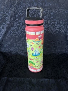 Disney Parks Mickey Park Karte Aluminium Metall Reisebecher kein Verschütten Schluckdeckel - Bild 1 von 6