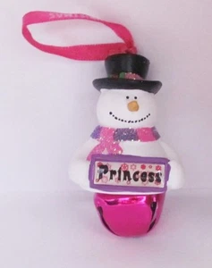 25311 PRINCESS NAME FROSTY SNOWMAN COLOUR BELL CHRISTMAS TREE DECORATION - Foto 1 di 6
