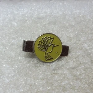 Vintage Humming Bird Tie Clip Silver Toned Green Enamel - Picture 1 of 5