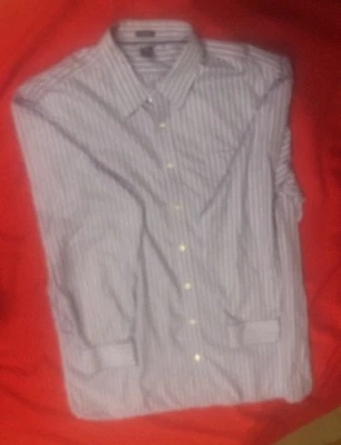 Gap Mens Dress Shirt XXXL TALL Long Sleeve  White Purple Stripe Classic Fit - Image 1 of 4