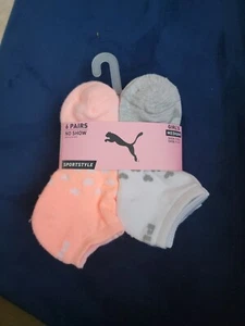 Puma Girls 6pk Socks Shoe Size 9-3.5 NWT - Picture 1 of 1
