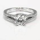Affordable 18K White Gold Round Cut Diamond Engagement Ring 1.58 CT F-G/VS2-SI1