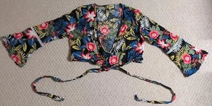 Wayan Women Large/X Large Multicolor Floral Rayon Open Front Long Sleeve Shirt24 - Picture 1 of 7