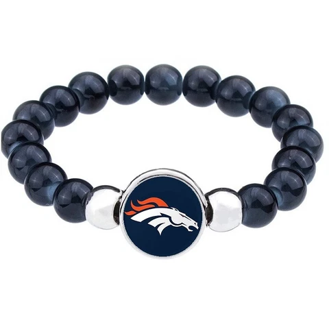 Denver Broncos Women's Men's Black Beaded Chain Bracelet +GiftPkg D1-1 Cover