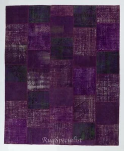 Handmade Patchwork Rug Made from Over-Dyed Vintage Carpets, CUSTOM OPTIONS Av. - Picture 1 of 5