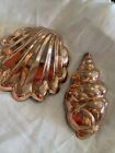 Copper Mold Clam Shell Wall Hanging Sea Shells  Set Two. W Hanger