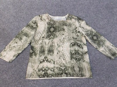 ALfred Dunner top petite Small green stretch womens geometric cotton acrylic - Image 1 of 4