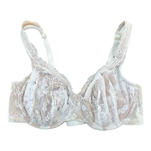 40DD Ivory Cacique Lace Nude Lined Full Coverage SEXY Lane Bryant Bra Free Ship - Picture 1 of 3