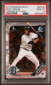 2019 BOWMAN DRAFT CHROME RILEY GREENE 1ST BOWMAN PSA 10 GEM MINT - Picture 1 of 1