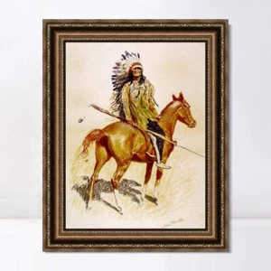 Lona enmarcada Giclee Estampado Arte de Pared A Sioux Chief por Frederic Remington - Imagen 1 de 15