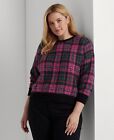 LAUREN RALPH LAUREN Plus-Size Kratka Mieszanka wełny Sweter w kolorze różowym Multi 2X B4HP