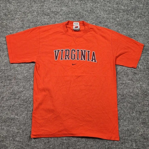 Vtg VIRGINIA Cavs T-Shirt Men's M Orange Nike Short Sleeve Crew Neck 100% Cotton Cover