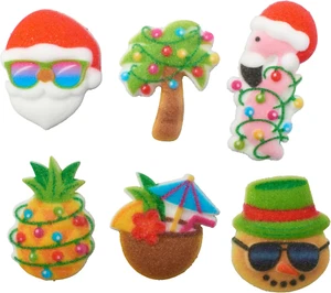 Sugar Dec-Ons® Tropical Christmas Assortment Sugar Cake Decorations, Ready to Us - Picture 1 of 4