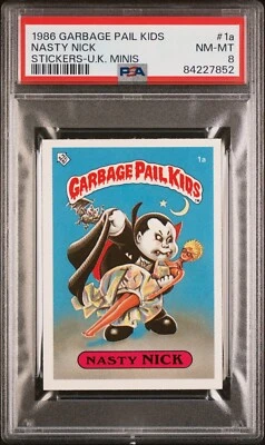 1986 Garbage Pail Kids OS1 Series 1 UK Mini NASTY NICK 1a Card PSA 8 NM-MT - Image 1 of 2