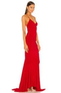 Abito Norma Kamali X REVOLVE schiena bassa slip sirena coda di pesce colore rosso - Foto 1 di 7
