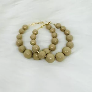 Khaki Beaded Earrings - Picture 1 of 6