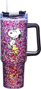 Peanuts Snoopy and Woodstock 40 oz Glitter Acrylic Double Wall Travel Mug UNUSED - Picture 1 of 1