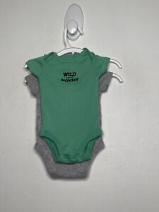Carters One Piece Bodysuit Baby Boys Size 3 Months Short Sleeve Green Gray