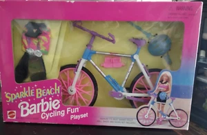 Sparkle Beach Barbie Cycling Fun Play Set Bicycle MIB Rare HTF 1995 New - Picture 1 of 6