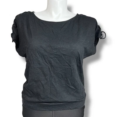 Camiseta Top Covington Mujer Manga Corta Dolman Detalle Cordones Negra Grande  Foto 1 de 4