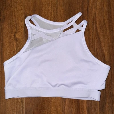 Nike Women’s Sports Bra Mesh Racerback Medium Pastel Purple Asymmetric High Neck - Image 1 of 4